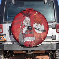 Albania Santa Christmas Spare Tire Cover Christmas Albanian Eagle Flag Style - Wonder Print Shop