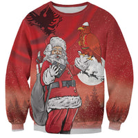 Albania Santa Christmas Sweatshirt Christmas Albanian Eagle Flag Style - Wonder Print Shop