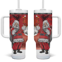 Albania Santa Christmas Tumbler With Handle Christmas Albanian Eagle Flag Style - Wonder Print Shop