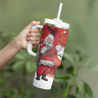 Albania Santa Christmas Tumbler With Handle Christmas Albanian Eagle Flag Style - Wonder Print Shop