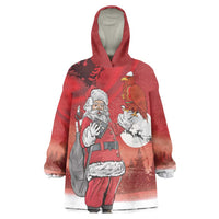 Albania Santa Christmas Wearable Blanket Hoodie Christmas Albanian Eagle Flag Style - Wonder Print Shop