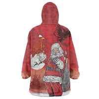Albania Santa Christmas Wearable Blanket Hoodie Christmas Albanian Eagle Flag Style - Wonder Print Shop