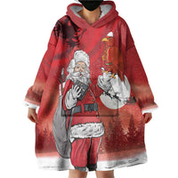 Albania Santa Christmas Wearable Blanket Hoodie Christmas Albanian Eagle Flag Style - Wonder Print Shop