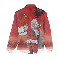 Albania Santa Christmas Women Casual Shirt Christmas Albanian Eagle Flag Style - Wonder Print Shop