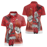 Albania Santa Christmas Women Polo Shirt Christmas Albanian Eagle Flag Style - Wonder Print Shop