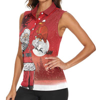 Albania Santa Christmas Women Sleeveless Polo Shirt Christmas Albanian Eagle Flag Style - Wonder Print Shop