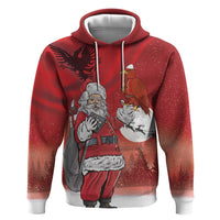 Albania Santa Christmas Zip Hoodie Christmas Albanian Eagle Flag Style - Wonder Print Shop