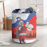 Slovenia Santa Christmas Laundry Basket Slovenija Vesel Bozic Flag Style - Wonder Print Shop