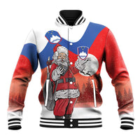 Slovenia Santa Christmas Baseball Jacket Slovenija Vesel Bozic Flag Style - Wonder Print Shop