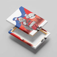 Slovenia Santa Christmas Canvas Wall Art Slovenija Vesel Bozic Flag Style - Wonder Print Shop