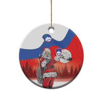 Slovenia Santa Christmas Ceramic Ornament Slovenija Vesel Bozic Flag Style - Wonder Print Shop
