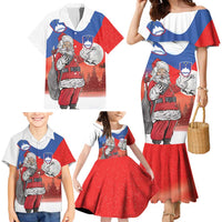 Slovenia Santa Christmas Family Matching Mermaid Dress and Hawaiian Shirt Slovenija Vesel Bozic Flag Style - Wonder Print Shop