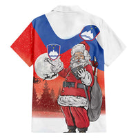 Slovenia Santa Christmas Family Matching Off The Shoulder Long Sleeve Dress and Hawaiian Shirt Slovenija Vesel Bozic Flag Style - Wonder Print Shop