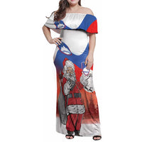 Slovenia Santa Christmas Family Matching Off Shoulder Maxi Dress and Hawaiian Shirt Slovenija Vesel Bozic Flag Style - Wonder Print Shop