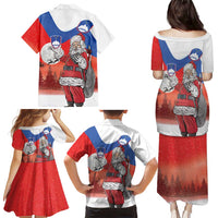 Slovenia Santa Christmas Family Matching Puletasi and Hawaiian Shirt Slovenija Vesel Bozic Flag Style - Wonder Print Shop