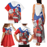 Slovenia Santa Christmas Family Matching Tank Maxi Dress and Hawaiian Shirt Slovenija Vesel Bozic Flag Style - Wonder Print Shop