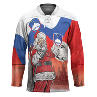 Slovenia Santa Christmas Hockey Jersey Slovenija Vesel Bozic Flag Style - Wonder Print Shop