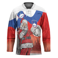 Slovenia Santa Christmas Hockey Jersey Slovenija Vesel Bozic Flag Style - Wonder Print Shop