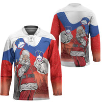 Slovenia Santa Christmas Hockey Jersey Slovenija Vesel Bozic Flag Style - Wonder Print Shop
