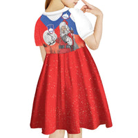 Slovenia Santa Christmas Kid Short Sleeve Dress Slovenija Vesel Bozic Flag Style - Wonder Print Shop