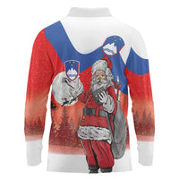 Slovenia Santa Christmas Long Sleeve Polo Shirt Slovenija Vesel Bozic Flag Style - Wonder Print Shop