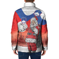 Slovenia Santa Christmas Padded Jacket Slovenija Vesel Bozic Flag Style - Wonder Print Shop