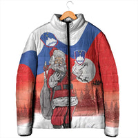Slovenia Santa Christmas Padded Jacket Slovenija Vesel Bozic Flag Style - Wonder Print Shop