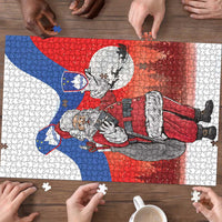 Slovenia Santa Christmas Puzzle Slovenija Vesel Bozic Flag Style - Wonder Print Shop
