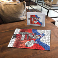 Slovenia Santa Christmas Puzzle Slovenija Vesel Bozic Flag Style - Wonder Print Shop