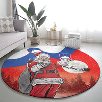 Slovenia Santa Christmas Round Carpet Slovenija Vesel Bozic Flag Style - Wonder Print Shop