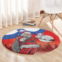 Slovenia Santa Christmas Round Carpet Slovenija Vesel Bozic Flag Style - Wonder Print Shop