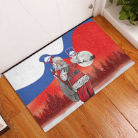 Slovenia Santa Christmas Rubber Doormat Slovenija Vesel Bozic Flag Style - Wonder Print Shop