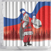 Slovenia Santa Christmas Shower Curtain Slovenija Vesel Bozic Flag Style - Wonder Print Shop