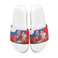 Slovenia Santa Christmas Slide Sandals Slovenija Vesel Bozic Flag Style - Wonder Print Shop