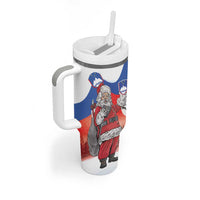 Slovenia Santa Christmas Tumbler With Handle Slovenija Vesel Bozic Flag Style - Wonder Print Shop
