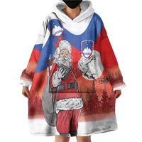 Slovenia Santa Christmas Wearable Blanket Hoodie Slovenija Vesel Bozic Flag Style - Wonder Print Shop