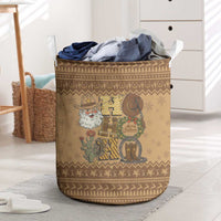 Western Cowboy Christmas Laundry Basket Cowboy Santa Ho Ho Ho Retro - Wonder Print Shop