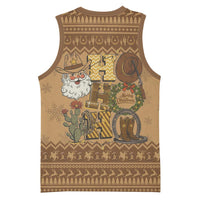 Western Cowboy Christmas Basketball Jersey Cowboy Santa Ho Ho Ho Retro - Wonder Print Shop