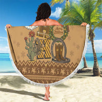 Western Cowboy Christmas Beach Blanket Cowboy Santa Ho Ho Ho Retro - Wonder Print Shop