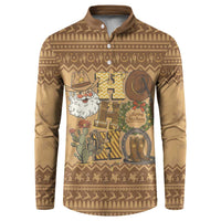 Western Cowboy Christmas Button Sweatshirt Cowboy Santa Ho Ho Ho Retro - Wonder Print Shop