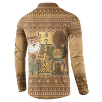 Western Cowboy Christmas Button Sweatshirt Cowboy Santa Ho Ho Ho Retro - Wonder Print Shop