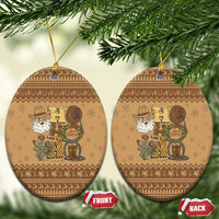 Western Cowboy Christmas Ceramic Ornament Cowboy Santa Ho Ho Ho Retro - Wonder Print Shop