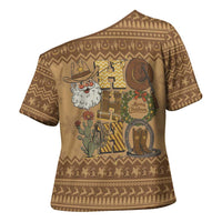 Western Cowboy Christmas Cross Shoulder Shirt Cowboy Santa Ho Ho Ho Retro - Wonder Print Shop
