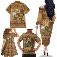 Western Cowboy Christmas Family Matching Off The Shoulder Long Sleeve Dress and Hawaiian Shirt Cowboy Santa Ho Ho Ho Retro - Wonder Print Shop