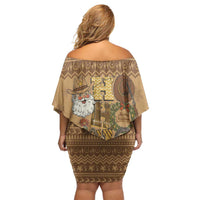 Western Cowboy Christmas Family Matching Off Shoulder Short Dress and Hawaiian Shirt Cowboy Santa Ho Ho Ho Retro - Wonder Print Shop