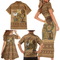 Western Cowboy Christmas Family Matching Short Sleeve Bodycon Dress and Hawaiian Shirt Cowboy Santa Ho Ho Ho Retro - Wonder Print Shop
