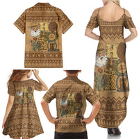 Western Cowboy Christmas Family Matching Summer Maxi Dress and Hawaiian Shirt Cowboy Santa Ho Ho Ho Retro - Wonder Print Shop