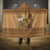 Western Cowboy Christmas Hooded Blanket Cowboy Santa Ho Ho Ho Retro - Wonder Print Shop