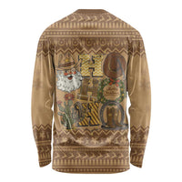 Western Cowboy Christmas Long Sleeve Shirt Cowboy Santa Ho Ho Ho Retro - Wonder Print Shop