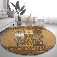 Western Cowboy Christmas Round Carpet Cowboy Santa Ho Ho Ho Retro - Wonder Print Shop